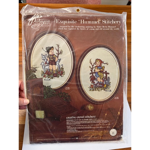 Paragon Needlecraft Other - VTG Paragon Needlecraft Hummel Farm Boy Crewel Kit 9x12 Embroidery Sealed 0655